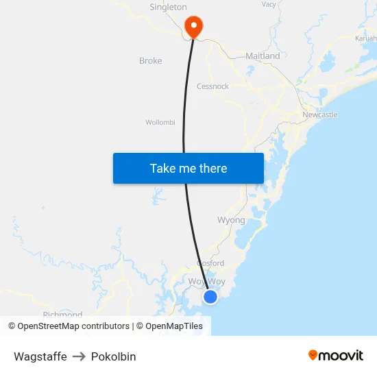 Wagstaffe to Pokolbin map