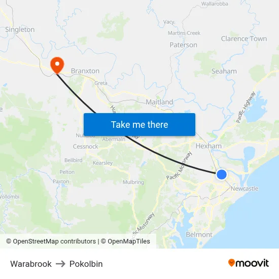 Warabrook to Pokolbin map