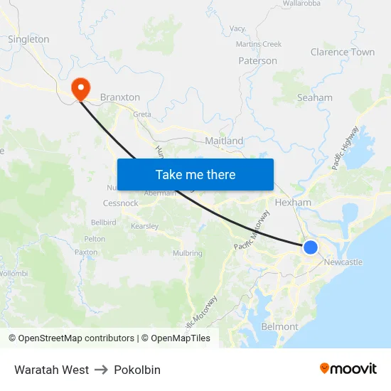 Waratah West to Pokolbin map