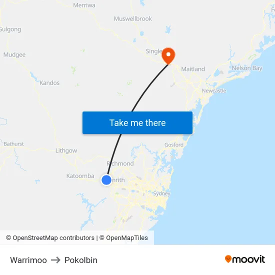 Warrimoo to Pokolbin map