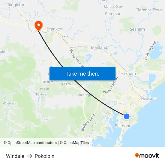 Windale to Pokolbin map