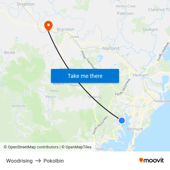 Woodrising to Pokolbin map