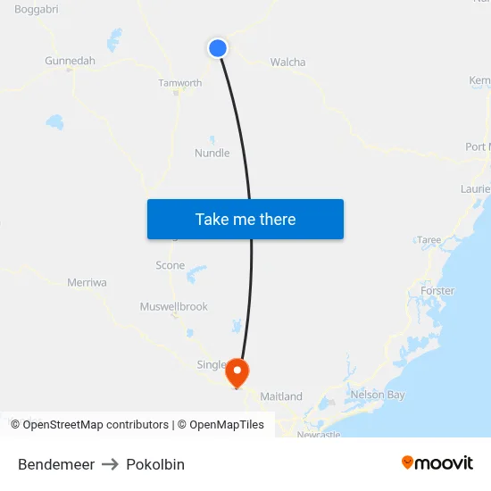Bendemeer to Pokolbin map