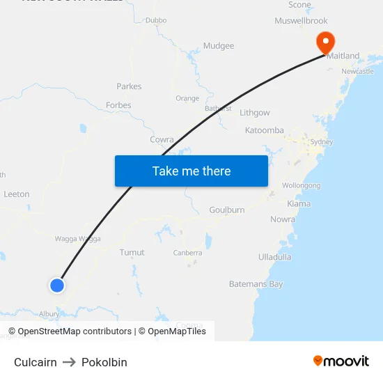 Culcairn to Pokolbin map