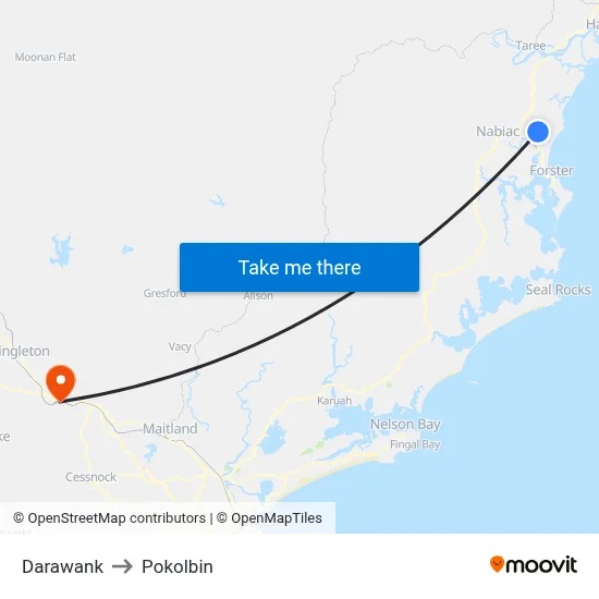 Darawank to Pokolbin map