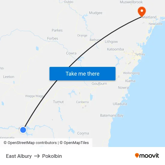 East Albury to Pokolbin map