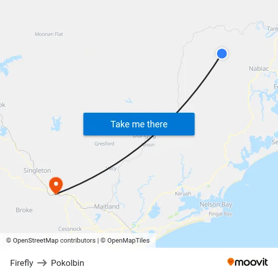 Firefly to Pokolbin map