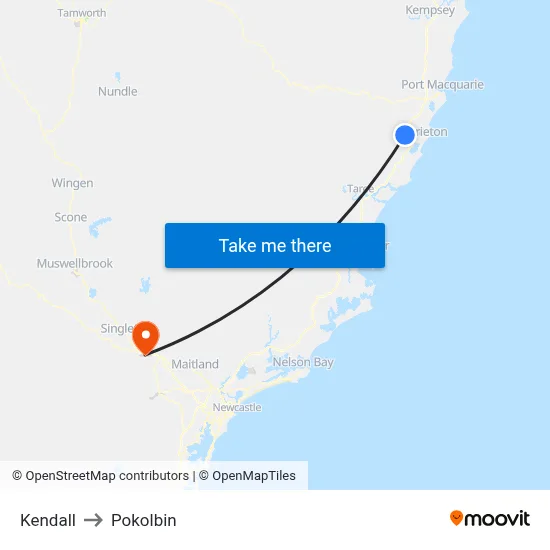 Kendall to Pokolbin map