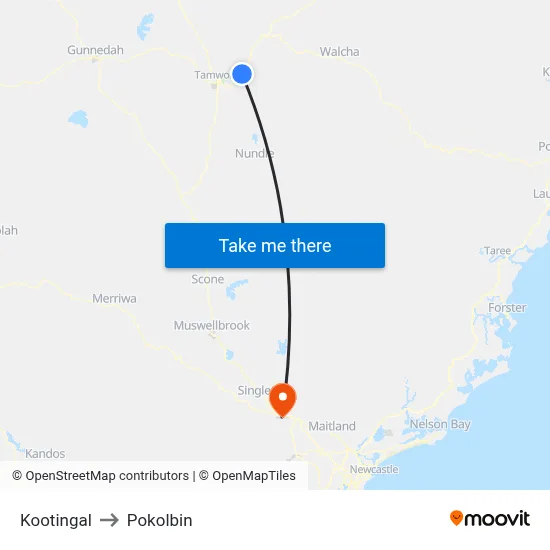 Kootingal to Pokolbin map