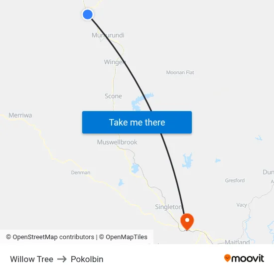 Willow Tree to Pokolbin map