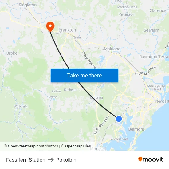 Fassifern Station to Pokolbin map