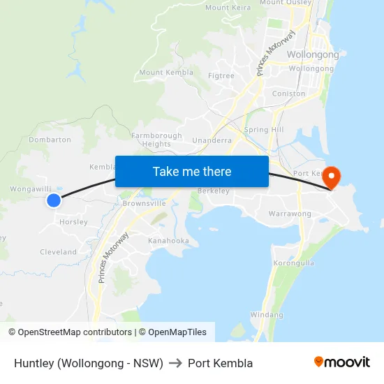 Huntley (Wollongong - NSW) to Port Kembla map