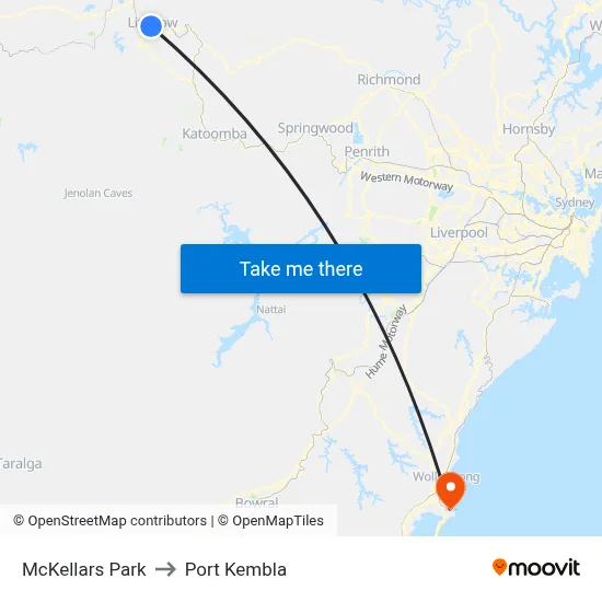 McKellars Park to Port Kembla map