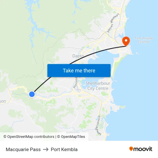 Macquarie Pass to Port Kembla map