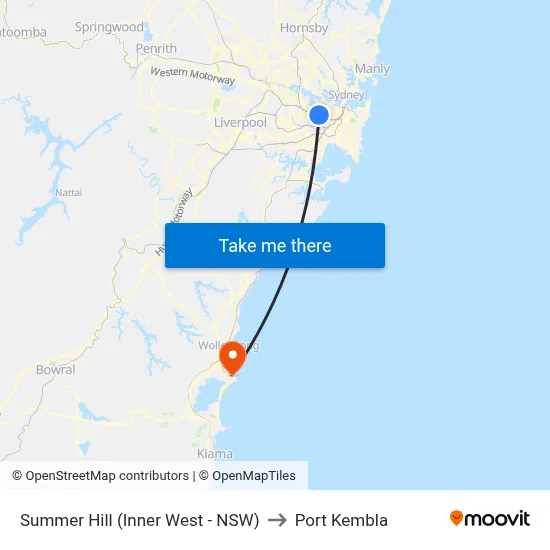 Summer Hill (Inner West - NSW) to Port Kembla map