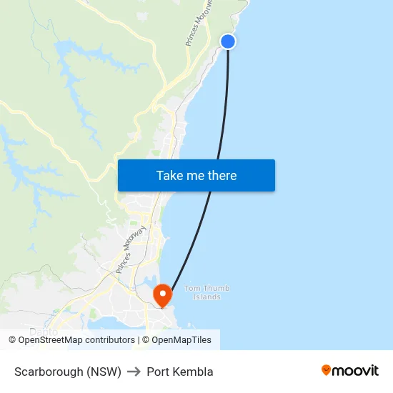 Scarborough (NSW) to Port Kembla map