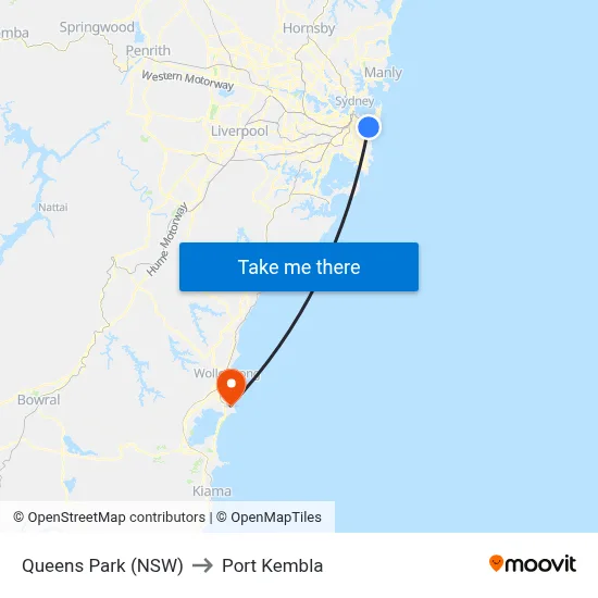 Queens Park (NSW) to Port Kembla map