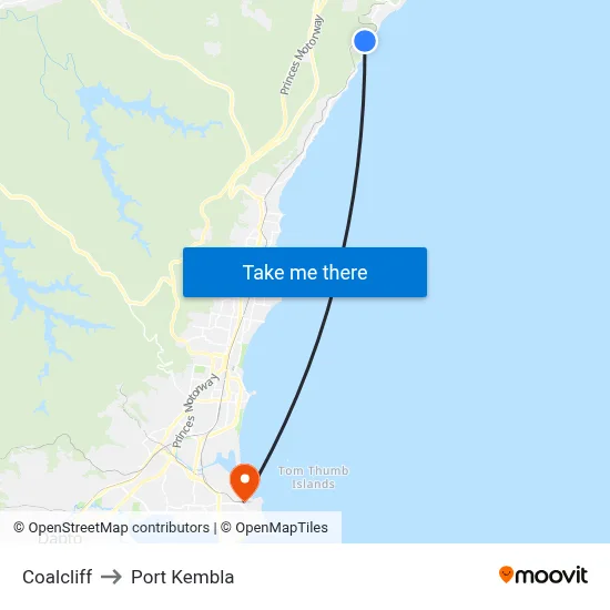 Coalcliff to Port Kembla map