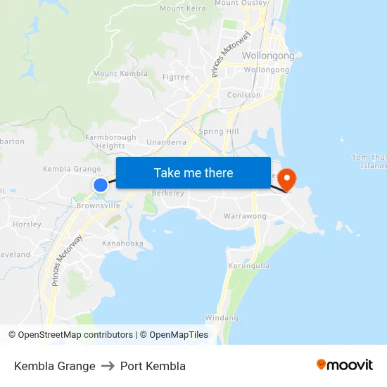 Kembla Grange to Port Kembla map