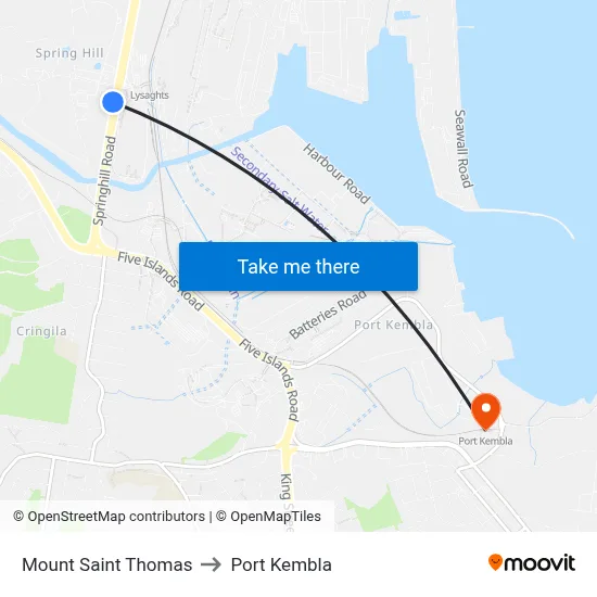 Mount Saint Thomas to Port Kembla map