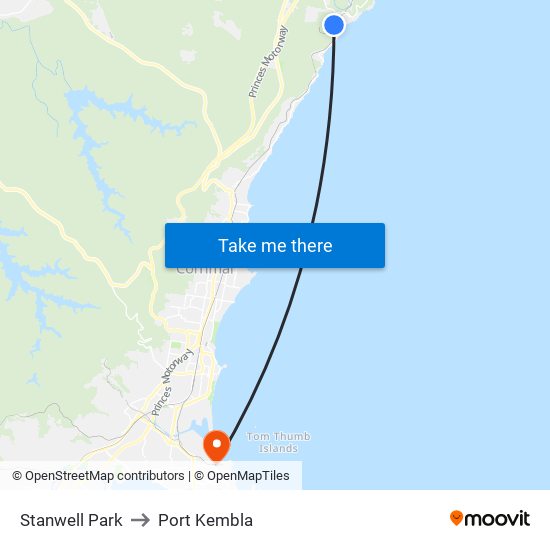 Stanwell Park to Port Kembla map