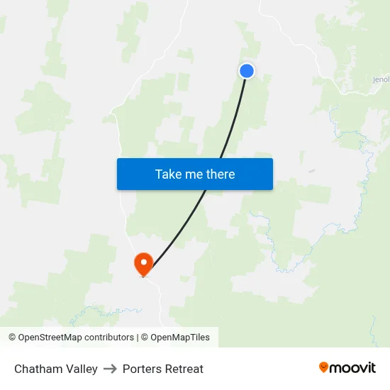 Chatham Valley to Porters Retreat map