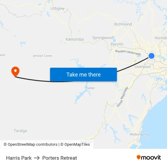 Harris Park to Porters Retreat map