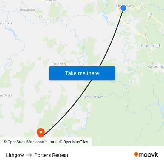Lithgow to Porters Retreat map