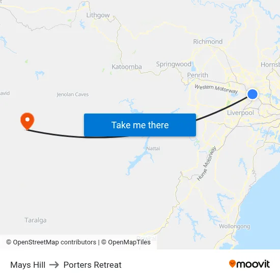 Mays Hill to Porters Retreat map
