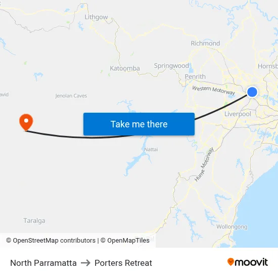 North Parramatta to Porters Retreat map