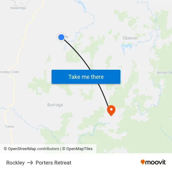 Rockley to Porters Retreat map