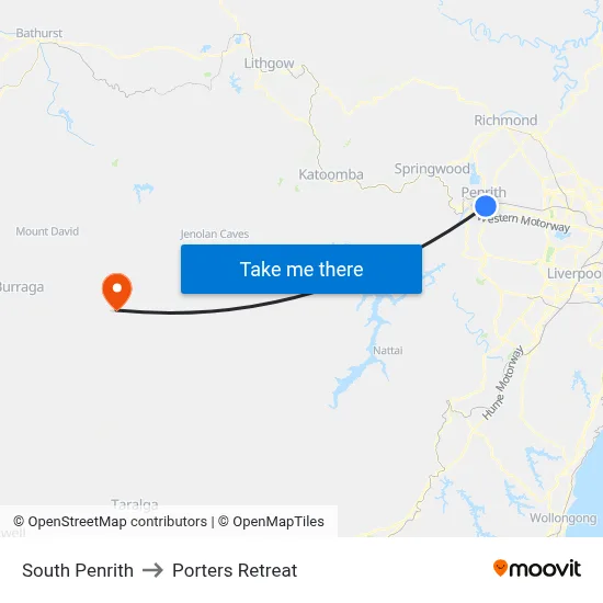 South Penrith to Porters Retreat map