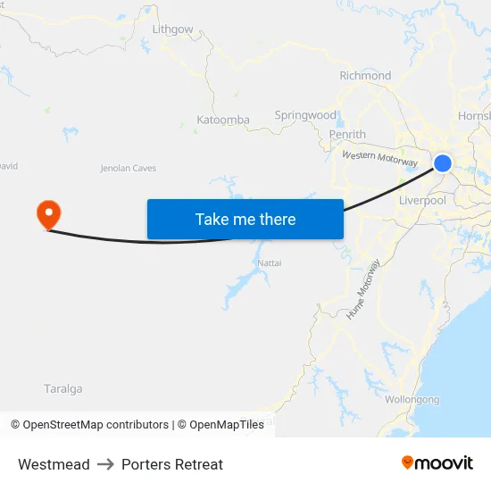 Westmead to Porters Retreat map