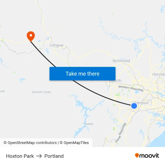Hoxton Park to Portland map