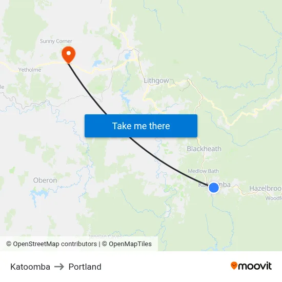 Katoomba to Portland map