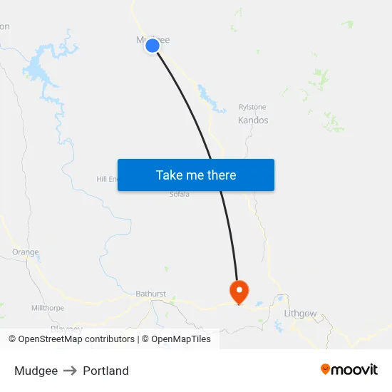 Mudgee to Portland map