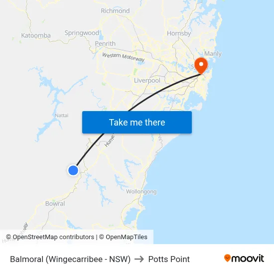 Balmoral (Wingecarribee - NSW) to Potts Point map