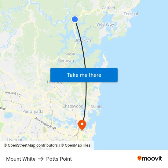 Mount White to Potts Point map
