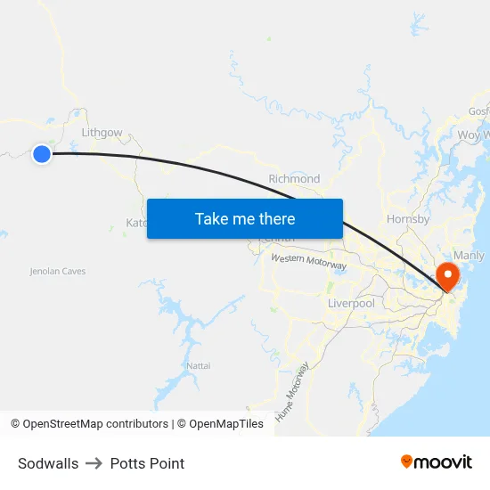 Sodwalls to Potts Point map