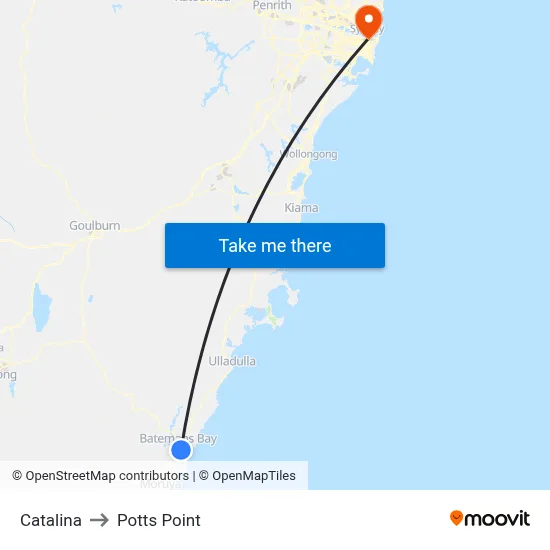 Catalina to Potts Point map