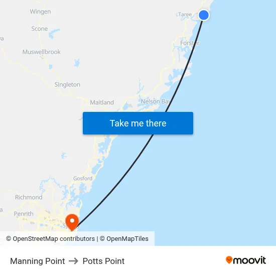 Manning Point to Potts Point map