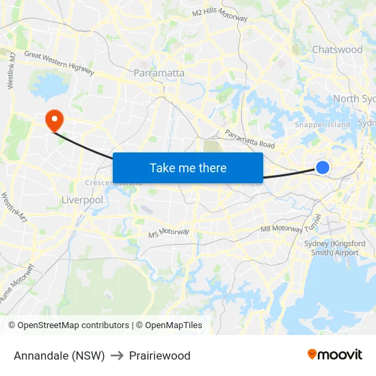 Annandale (NSW) to Prairiewood map