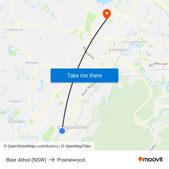 Blair Athol (NSW) to Prairiewood map