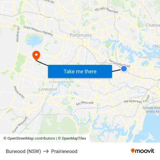 Burwood (NSW) to Prairiewood map