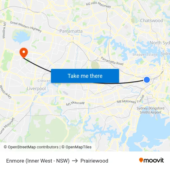 Enmore (Inner West - NSW) to Prairiewood map