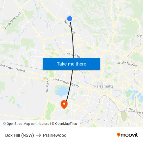 Box Hill (NSW) to Prairiewood map