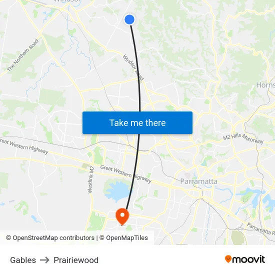 Gables to Prairiewood map