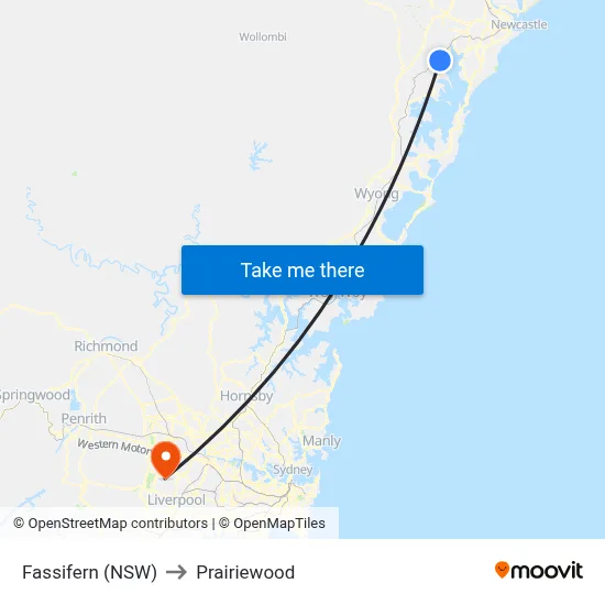 Fassifern (NSW) to Prairiewood map
