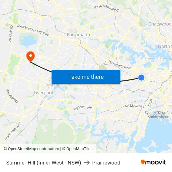 Summer Hill (Inner West - NSW) to Prairiewood map