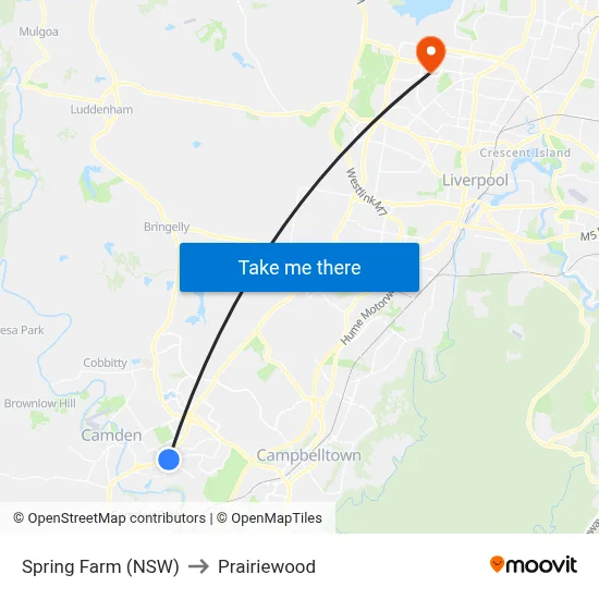 Spring Farm (NSW) to Prairiewood map
